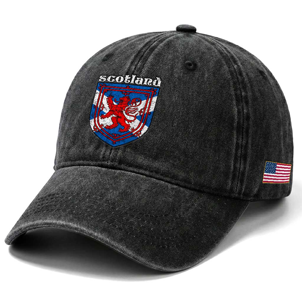 Scottish Pride Washed Cotton Baseball Cap Scottish Rampant Lion Flag Scotland Coat of Arms TS11 Print Your Wear