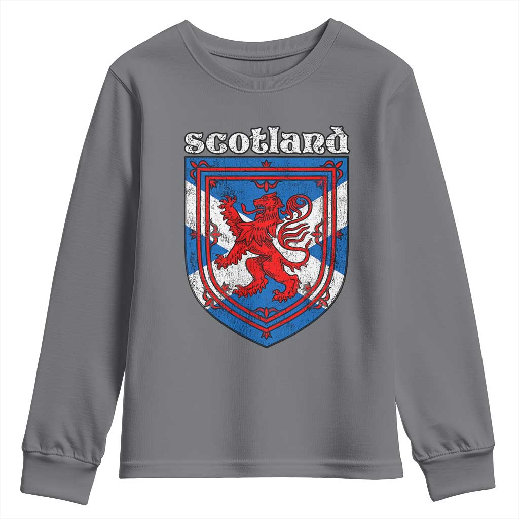 Scottish Pride Youth Sweatshirt Scottish Rampant Lion Flag Scotland Coat of Arms TS11 Charcoal Print Your Wear