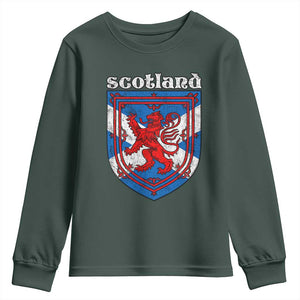 Scottish Pride Youth Sweatshirt Scottish Rampant Lion Flag Scotland Coat of Arms TS11 Dark Forest Green Print Your Wear