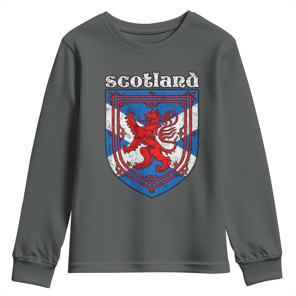 Scottish Pride Youth Sweatshirt Scottish Rampant Lion Flag Scotland Coat of Arms TS11 Dark Heather Print Your Wear