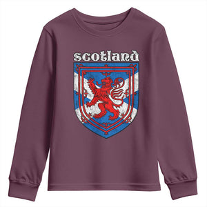 Scottish Pride Youth Sweatshirt Scottish Rampant Lion Flag Scotland Coat of Arms TS11 Maroon Print Your Wear