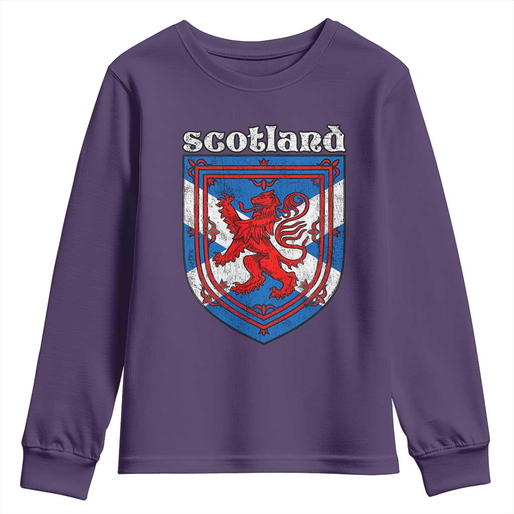 Scottish Pride Youth Sweatshirt Scottish Rampant Lion Flag Scotland Coat of Arms TS11 Purple Print Your Wear