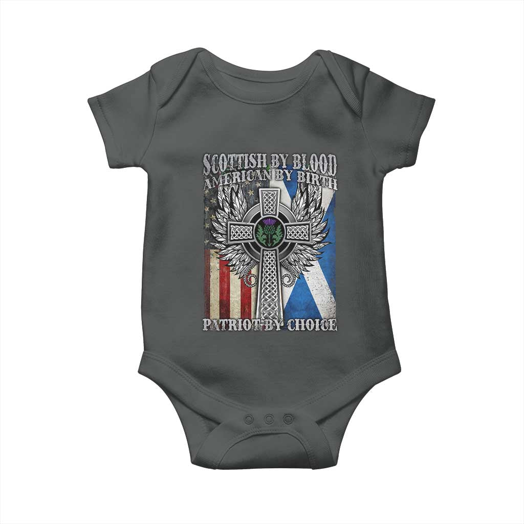 Scottish American Baby Onesie Scottish By Blood American By Birth Patriot By Choice TS11 Dark Heather Print Your Wear