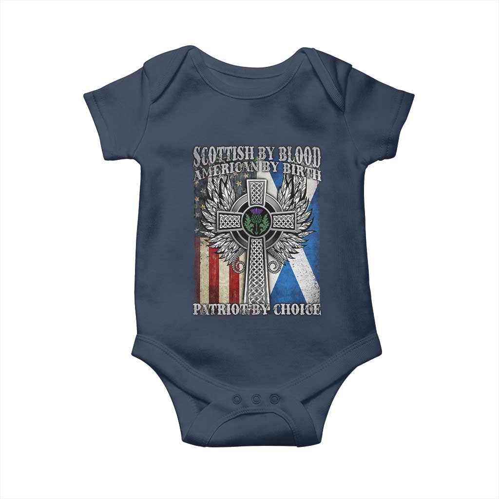 Scottish American Baby Onesie Scottish By Blood American By Birth Patriot By Choice TS11 Navy Print Your Wear