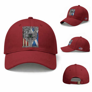 Scottish American Baseball Cap Scottish By Blood American By Birth Patriot By Choice TS11 Baseball Cap Universal Fit Cherry Red Print Your Wear