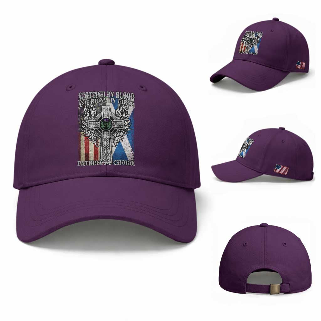 Scottish American Baseball Cap Scottish By Blood American By Birth Patriot By Choice TS11 Baseball Cap Universal Fit Purple Print Your Wear