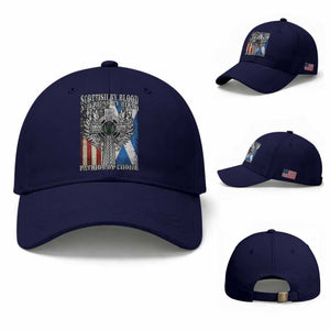 Scottish American Baseball Cap Scottish By Blood American By Birth Patriot By Choice TS11 Baseball Cap Universal Fit Dark Blue Print Your Wear
