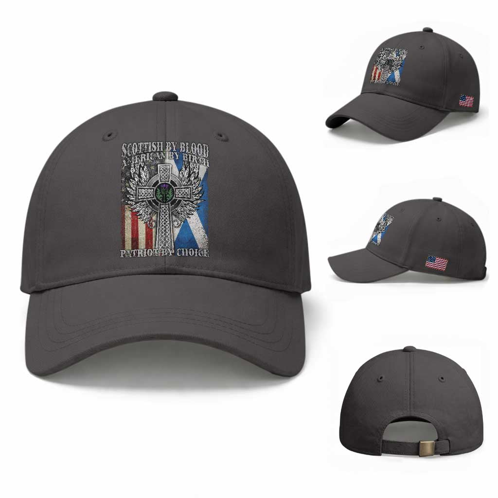 Scottish American Baseball Cap Scottish By Blood American By Birth Patriot By Choice TS11 Baseball Cap Universal Fit Dark Gray Print Your Wear