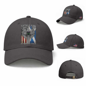 Scottish American Baseball Cap Scottish By Blood American By Birth Patriot By Choice TS11 Baseball Cap Universal Fit Dark Gray Print Your Wear