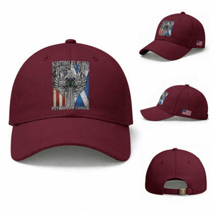 Scottish American Baseball Cap Scottish By Blood American By Birth Patriot By Choice TS11 Baseball Cap Universal Fit Maroon Print Your Wear