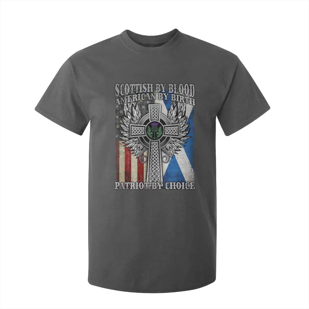 Scottish American T Shirt For Kid Scottish By Blood American By Birth Patriot By Choice TS11 Dark Heather Print Your Wear