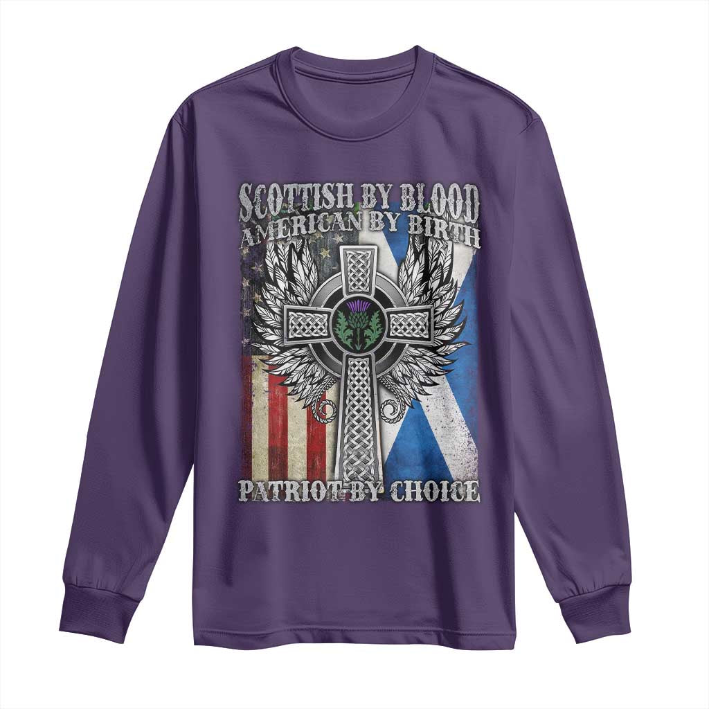 Scottish American Long Sleeve Shirt Scottish By Blood American By Birth Patriot By Choice TS11 Purple Print Your Wear