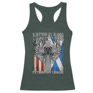 Scottish American Racerback Tank Top Scottish By Blood American By Birth Patriot By Choice TS11 Dark Forest Green Print Your Wear