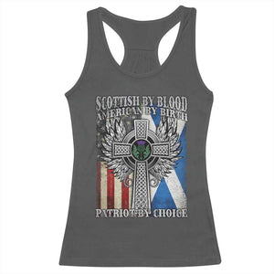 Scottish American Racerback Tank Top Scottish By Blood American By Birth Patriot By Choice TS11 Dark Heather Print Your Wear