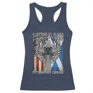 Scottish American Racerback Tank Top Scottish By Blood American By Birth Patriot By Choice TS11 Navy Print Your Wear