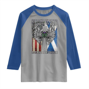 Scottish American Raglan Shirt Scottish By Blood American By Birth Patriot By Choice TS11 Sport Gray Royal Print Your Wear