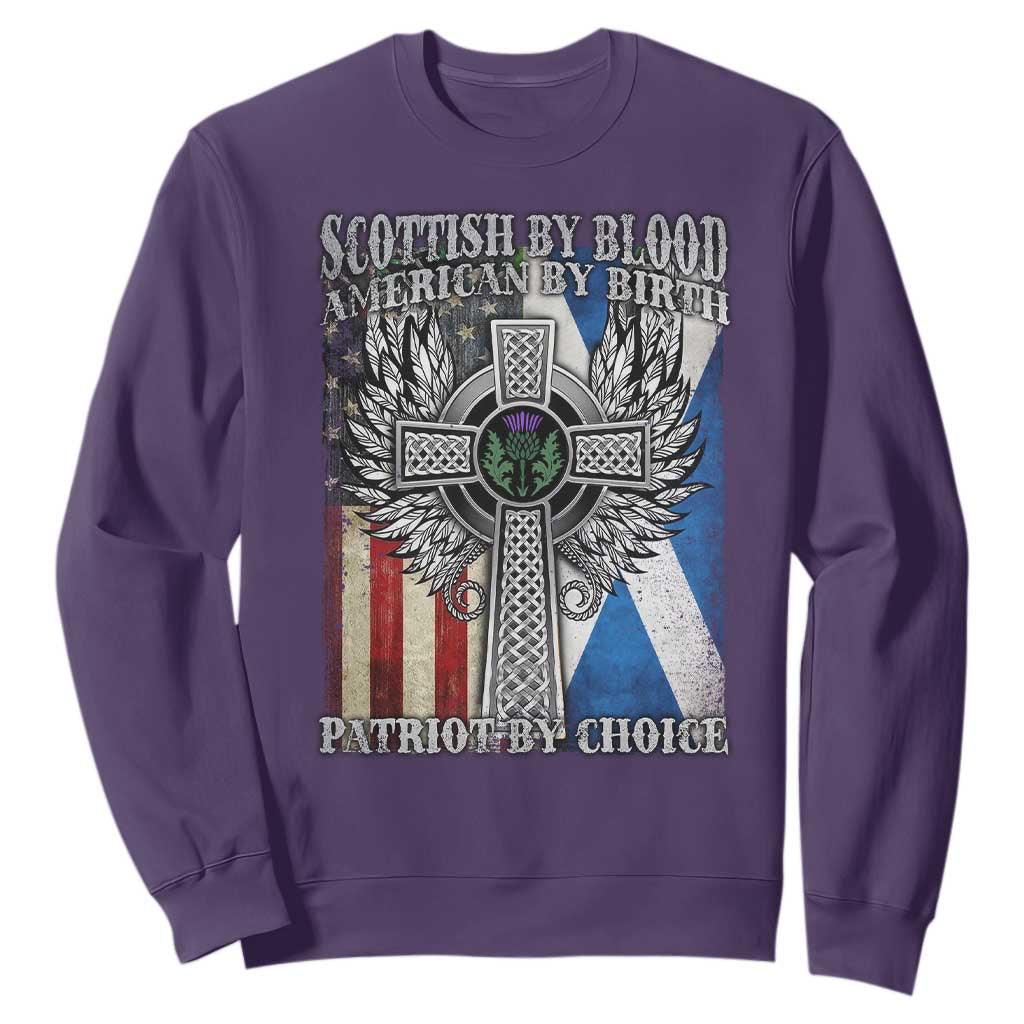 Scottish American Sweatshirt Scottish By Blood American By Birth Patriot By Choice TS11 Purple Print Your Wear