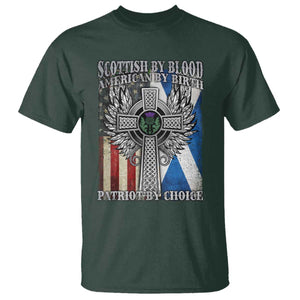 Scottish American T Shirt Scottish By Blood American By Birth Patriot By Choice TS11 Dark Forest Green Print Your Wear