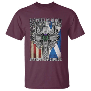 Scottish American T Shirt Scottish By Blood American By Birth Patriot By Choice TS11 Maroon Print Your Wear