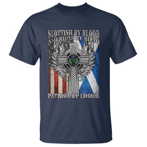 Scottish American T Shirt Scottish By Blood American By Birth Patriot By Choice TS11 Navy Print Your Wear