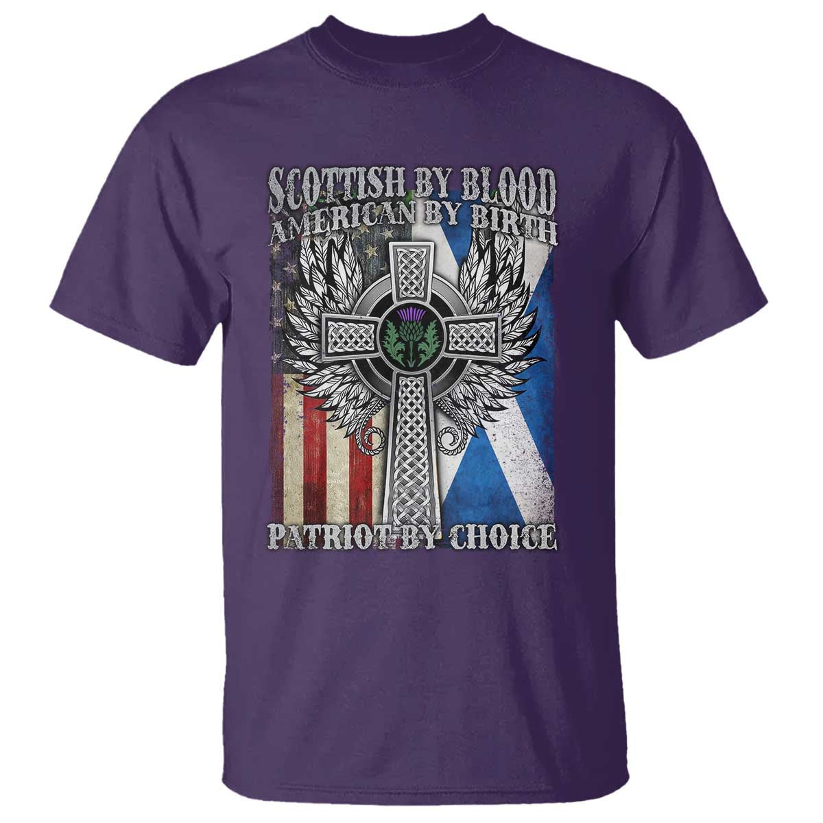 Scottish American T Shirt Scottish By Blood American By Birth Patriot By Choice TS11 Purple Print Your Wear