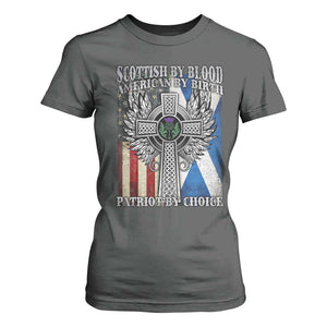 Scottish American T Shirt For Women Scottish By Blood American By Birth Patriot By Choice TS11 Dark Heather Print Your Wear