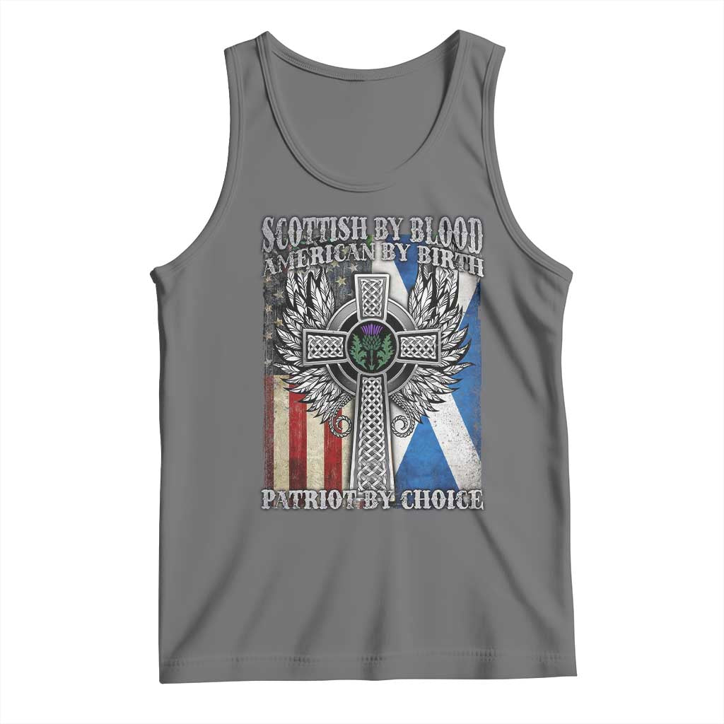 Scottish American Tank Top Scottish By Blood American By Birth Patriot By Choice TS11 Black Heather Print Your Wear