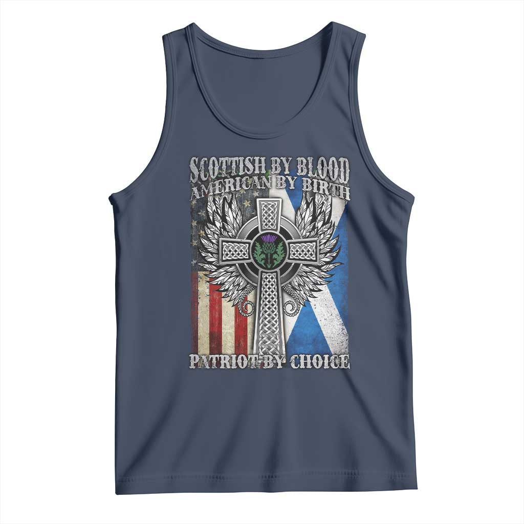 Scottish American Tank Top Scottish By Blood American By Birth Patriot By Choice TS11 Navy Print Your Wear