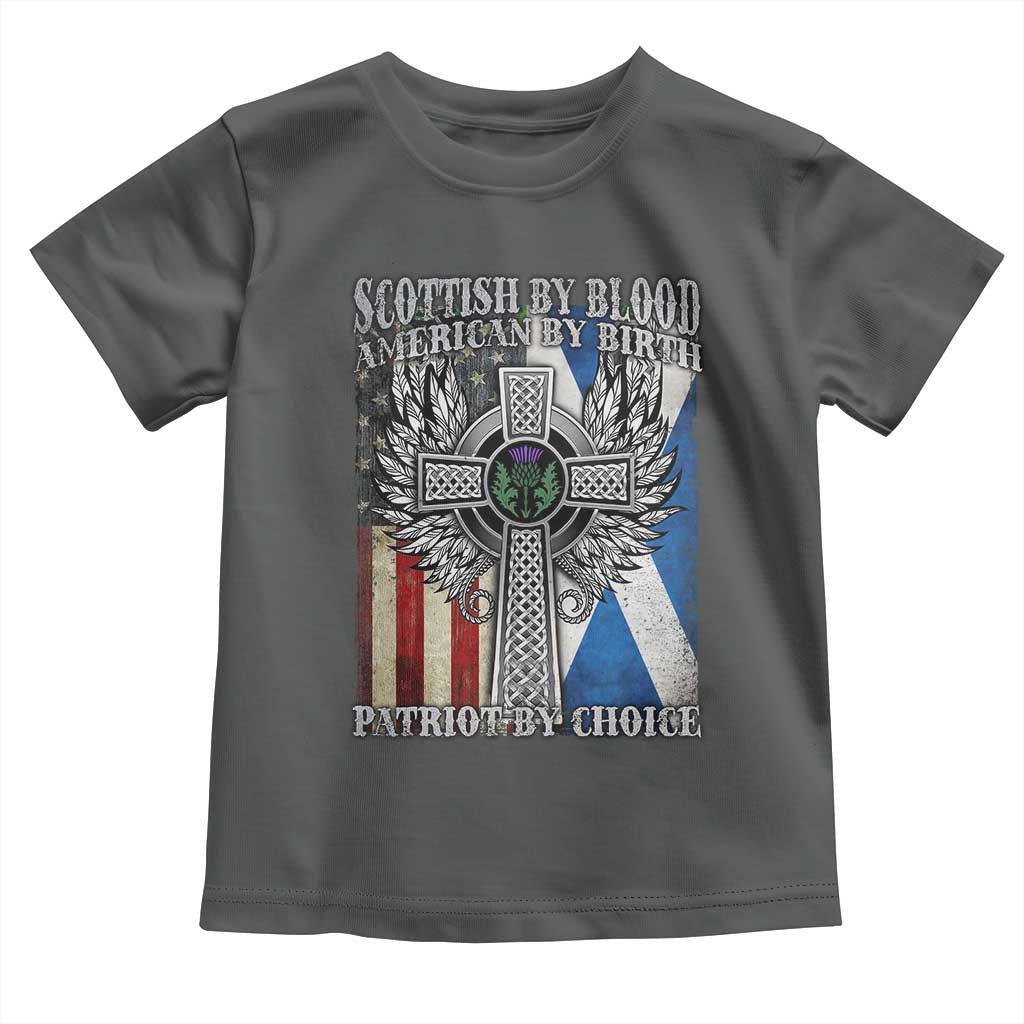 Scottish American Toddler T Shirt Scottish By Blood American By Birth Patriot By Choice TS11 Dark Heather Print Your Wear