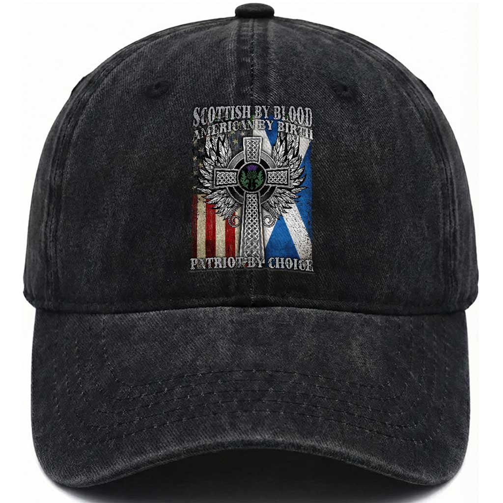 Scottish American Washed Cotton Baseball Cap Scottish By Blood American By Birth Patriot By Choice TS11 Print Your Wear