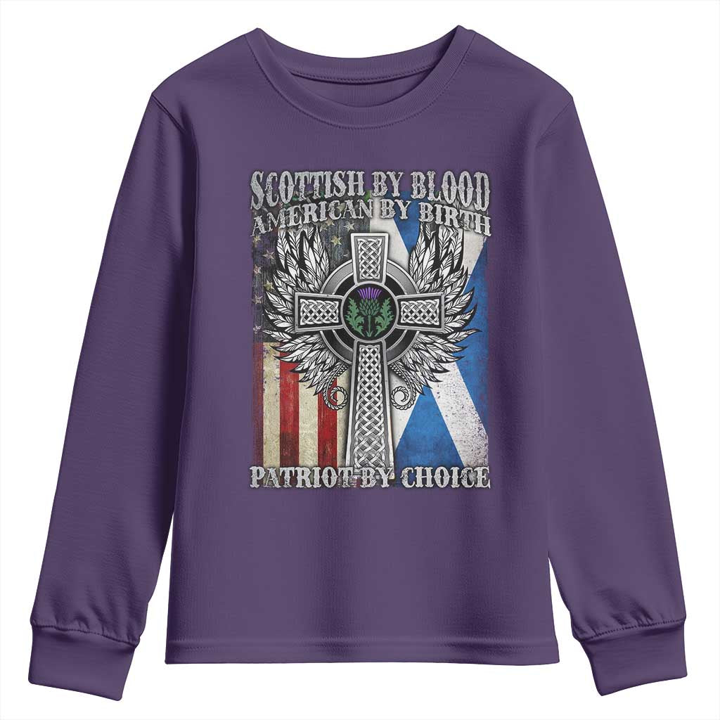 Scottish American Youth Sweatshirt Scottish By Blood American By Birth Patriot By Choice TS11 Purple Print Your Wear