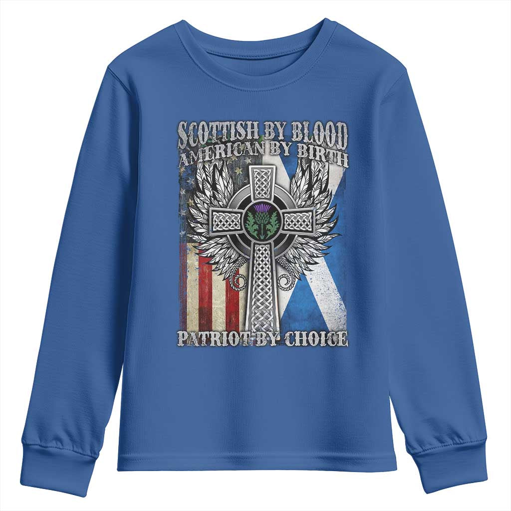 Scottish American Youth Sweatshirt Scottish By Blood American By Birth Patriot By Choice TS11 Royal Blue Print Your Wear
