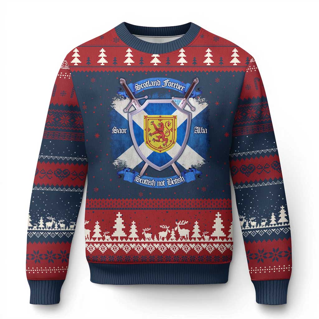 Scotland Forever Saor Alba Scottish Not British Ugly Christmas Sweater Scottish Pride TS11 Navy Red Print Your Wear