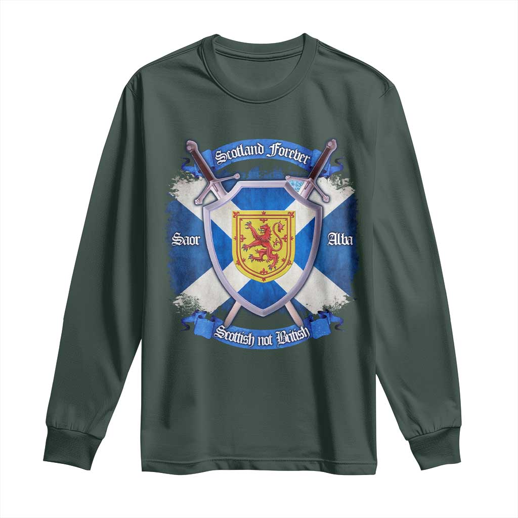 Scotland Forever Saor Alba Scottish Not British Long Sleeve Shirt Scottish Pride TS11 Dark Forest Green Print Your Wear