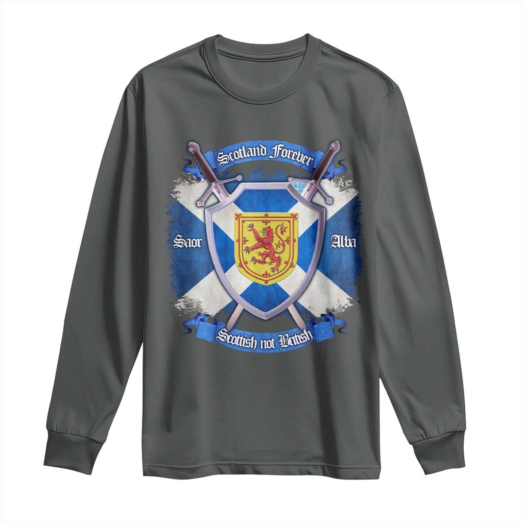 Scotland Forever Saor Alba Scottish Not British Long Sleeve Shirt Scottish Pride TS11 Dark Heather Print Your Wear