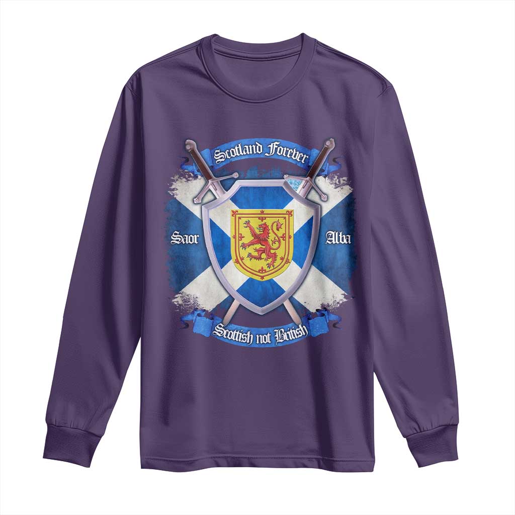 Scotland Forever Saor Alba Scottish Not British Long Sleeve Shirt Scottish Pride TS11 Purple Print Your Wear