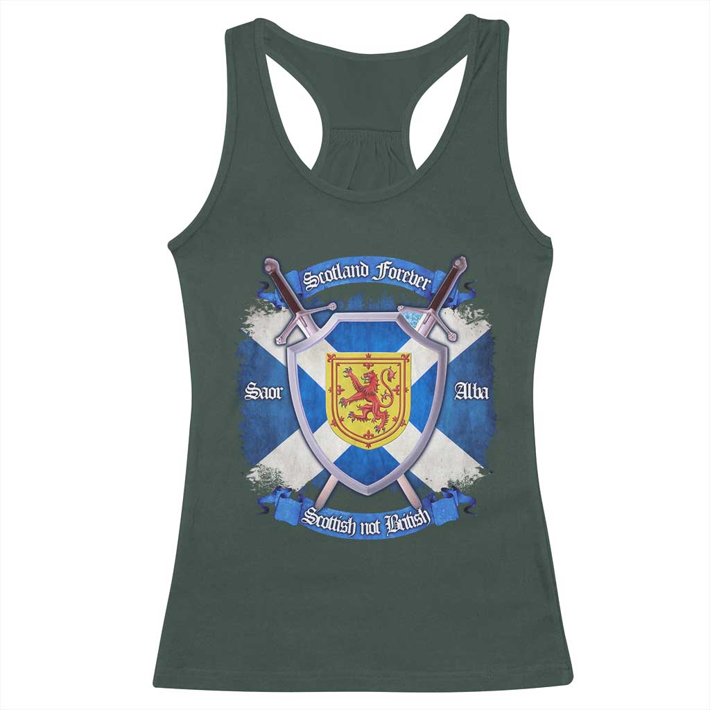 Scotland Forever Saor Alba Scottish Not British Racerback Tank Top Scottish Pride TS11 Dark Forest Green Print Your Wear