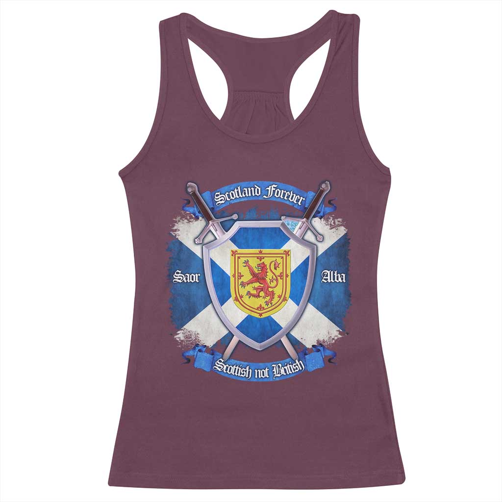 Scotland Forever Saor Alba Scottish Not British Racerback Tank Top Scottish Pride TS11 Maroon Print Your Wear