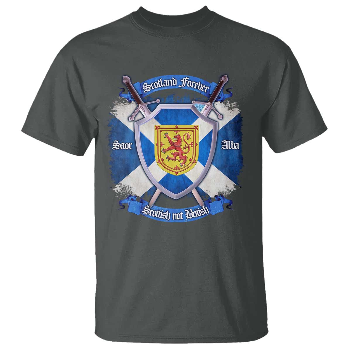 Scotland Forever Saor Alba Scottish Not British T Shirt Scottish Pride TS11 Dark Heather Print Your Wear