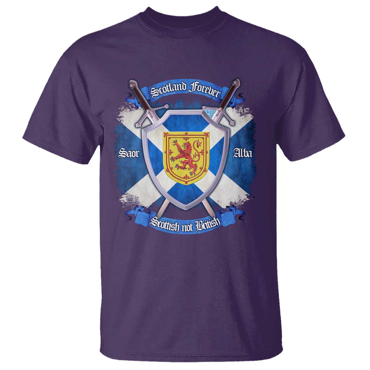 Scotland Forever Saor Alba Scottish Not British T Shirt Scottish Pride TS11 Purple Print Your Wear