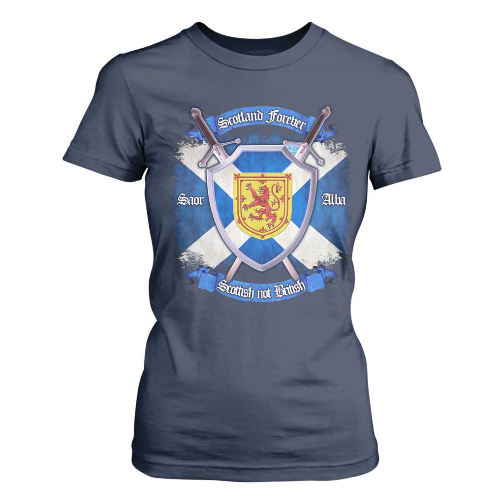 Scotland Forever Saor Alba Scottish Not British T Shirt For Women Scottish Pride TS11 Navy Print Your Wear