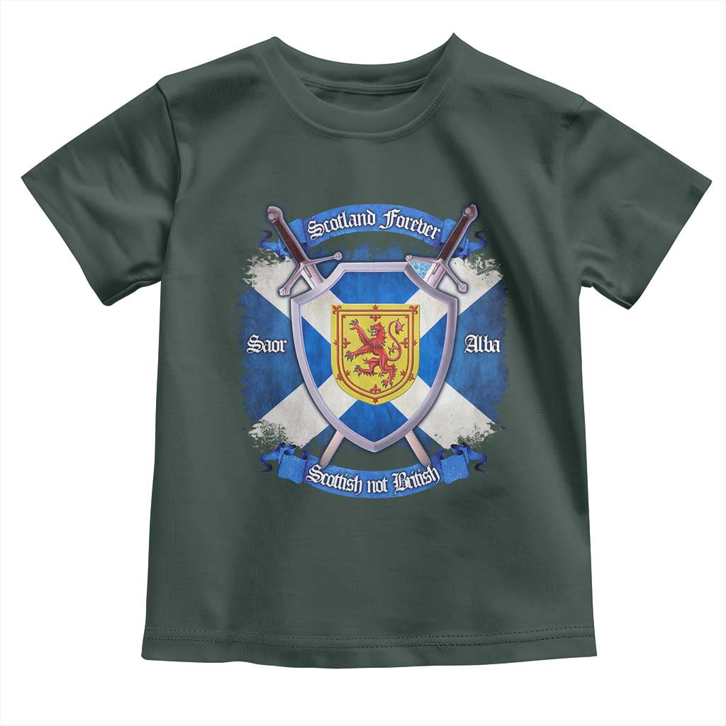 Scotland Forever Saor Alba Scottish Not British Toddler T Shirt Scottish Pride TS11 Dark Forest Green Print Your Wear