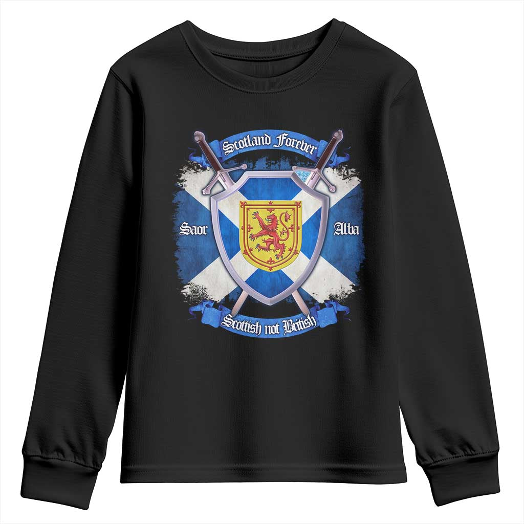 Scotland Forever Saor Alba Scottish Not British Youth Sweatshirt Scottish Pride TS11 Black Print Your Wear