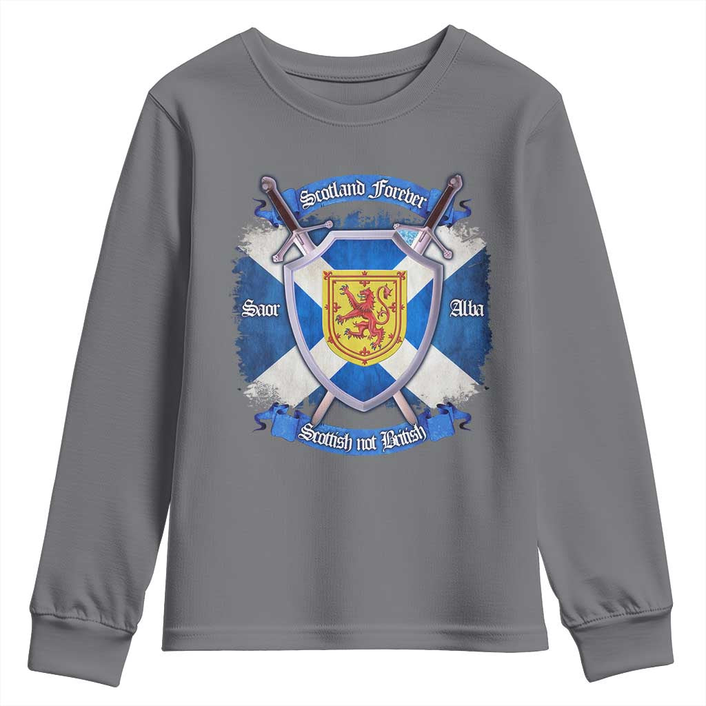 Scotland Forever Saor Alba Scottish Not British Youth Sweatshirt Scottish Pride TS11 Charcoal Print Your Wear