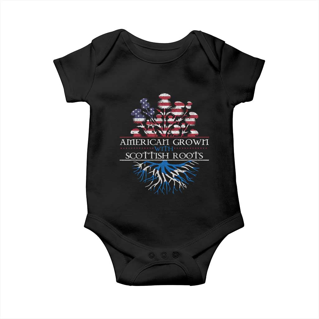 American Grown With Scottish Roots Baby Onesie Scottish American Heritage Thistle Flower TS11 Black Print Your Wear