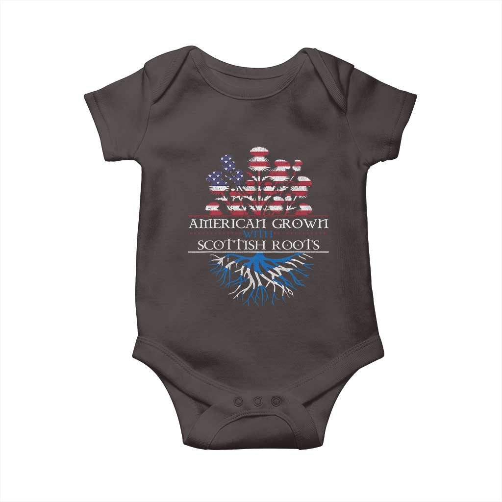 American Grown With Scottish Roots Baby Onesie Scottish American Heritage Thistle Flower TS11 Dark Chocolate Print Your Wear