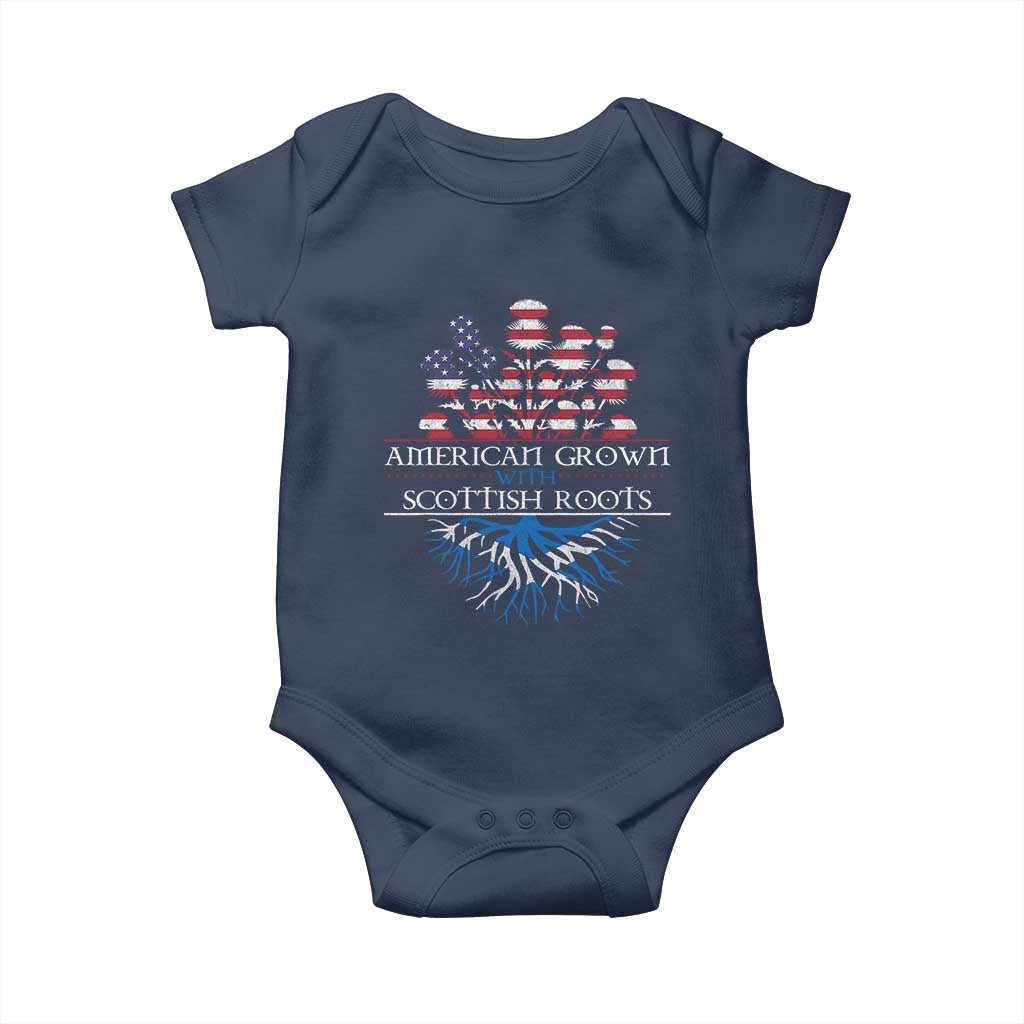 American Grown With Scottish Roots Baby Onesie Scottish American Heritage Thistle Flower TS11 Navy Print Your Wear