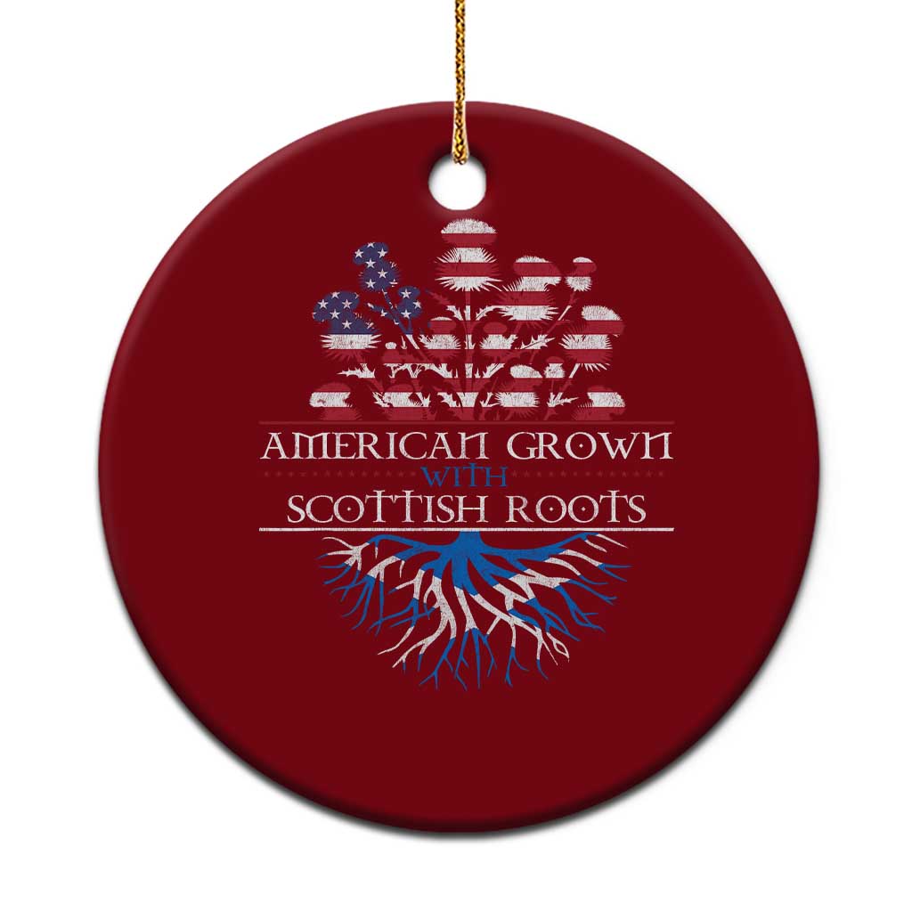 American Grown With Scottish Roots Ceramic Ornament Scottish American Heritage Thistle Flower TS11 1pc Red Print Your Wear