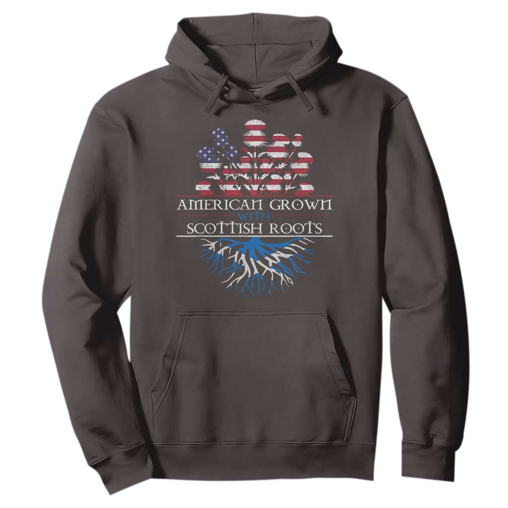 American Grown With Scottish Roots Hoodie Scottish American Heritage Thistle Flower TS11 Dark Chocolate Print Your Wear