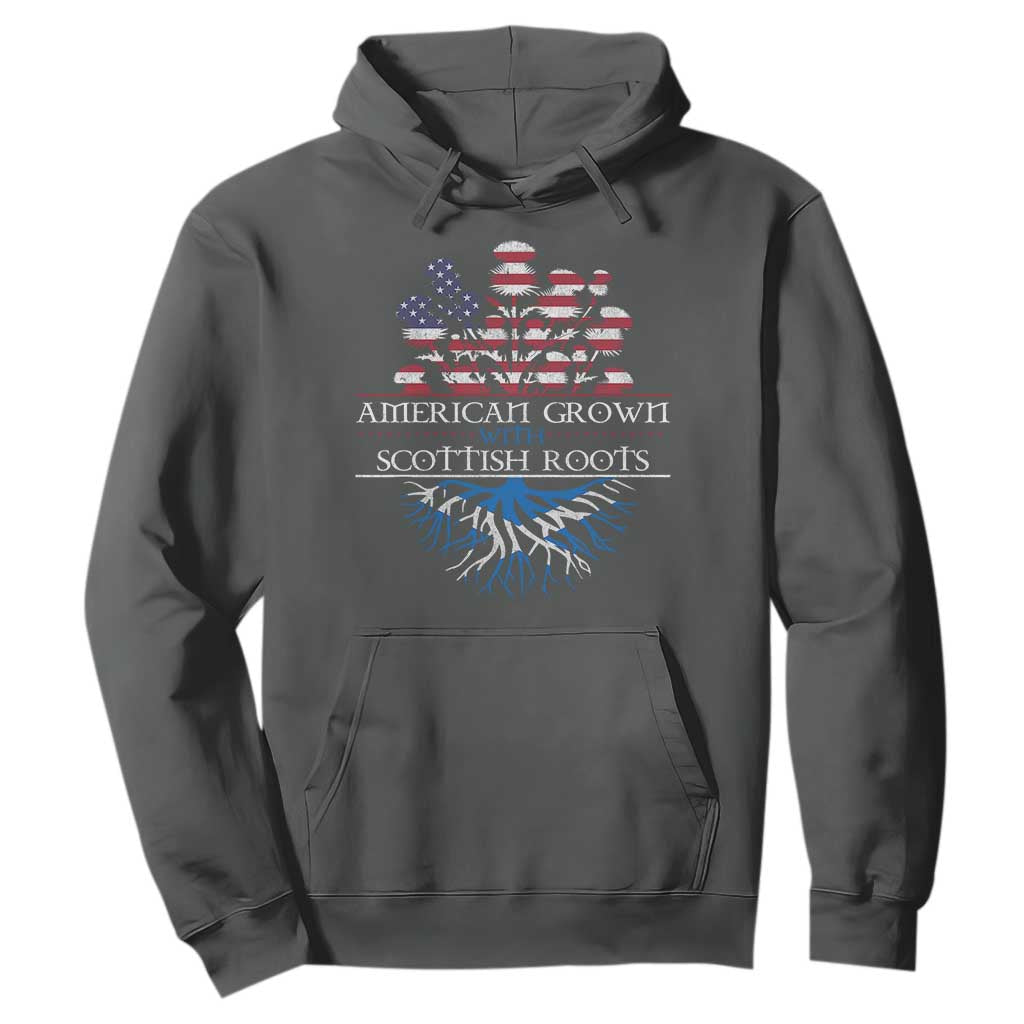 American Grown With Scottish Roots Hoodie Scottish American Heritage Thistle Flower TS11 Dark Heather Print Your Wear